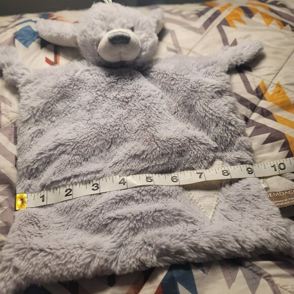 Demdaco Sweet Grey Bear 12” x 9” Plush Fury Baby Security Blanket Toy - Picture 8 of 9